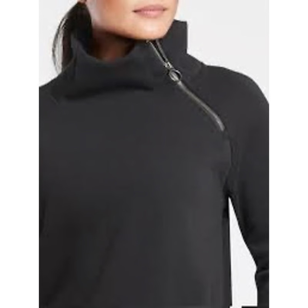Athleta Cozy Karma Asym Black Pullover Sweatshirt Size Small